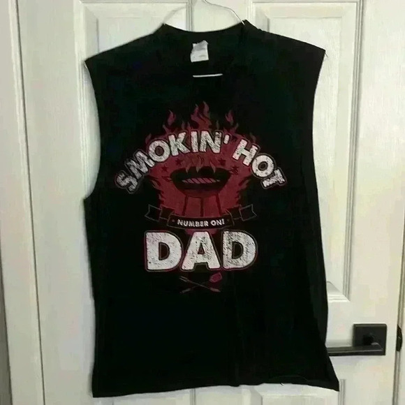 Smokin’ Hot Number One Dad! Hilarious BBQ sleeveless tshirt - Picture 1 of 5